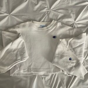 Champion White Cropped Crewneck